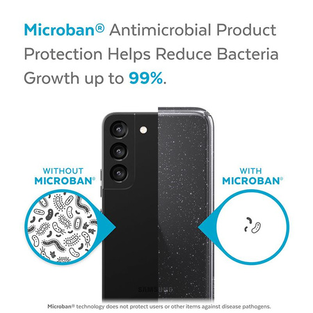 Speck Presidio Perfect-Clear with Glitter - Samsung Galaxy S22+ Case with MICROBAN Antimicrobial Coating (Clear/Platinum Glitter)