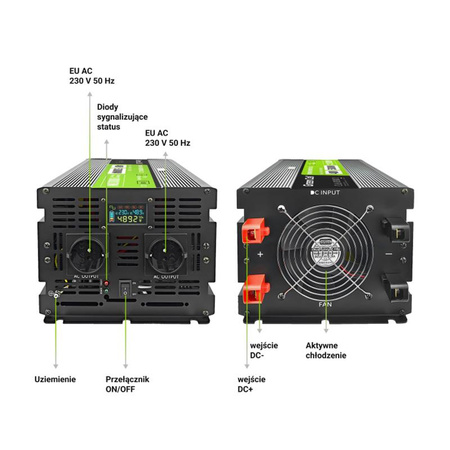 Green Cell - PowerInverter voltage converter with LCD display 48V to 230V 5000W/10000W Pure sine wave