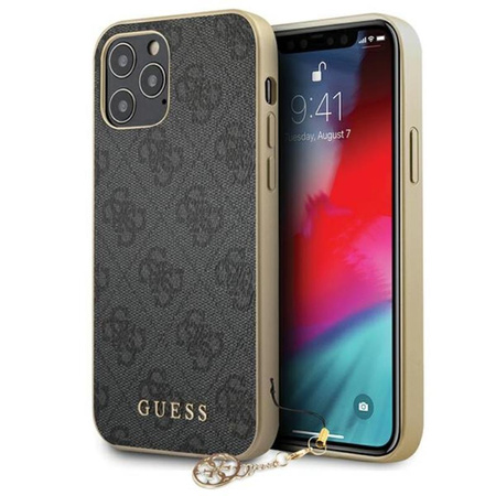 Kolekce Guess 4G Charms - pouzdro pro iPhone 12 / iPhone 12 Pro (šedé)