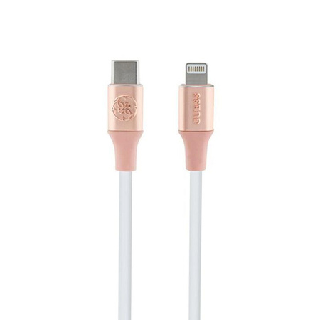 Guess Ebossed Logo - kabel USB-C na Lightning s certifikací MFi 1,5 m (růžový)