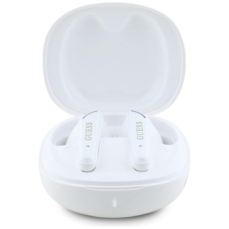 Guess Flat Classic Logo Electroplated - Casque TWS + étui de chargement (blanc)