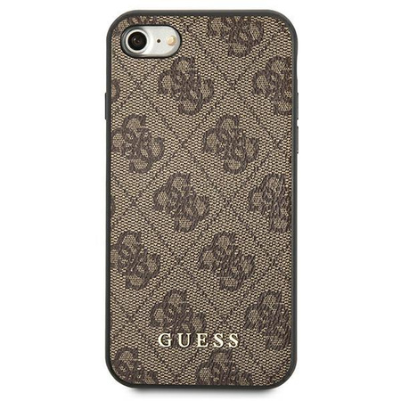 Guess 4G Metal Gold Logo – Etui iPhone SE 2022 / SE 2020 / 8 / 7 (brązowy)