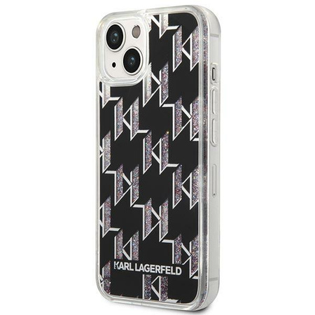 Karl Lagerfeld Monogram Liquid Glitter - pouzdro pro iPhone 14 (černé)