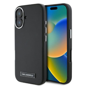 Karl Lagerfeld FW Metal Plate MagSafe - Hülle für iPhone 16 (schwarz)