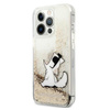 Karl Lagerfeld Liquid Glitter Choupette Fun - iPhone 13 Pro Max Tasche (Gold)