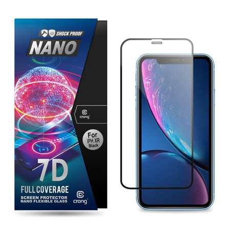 Crong 7D Nano Flexible Glass - Szkło hybrydowe 9H na cały ekran iPhone 11 / iPhone XR