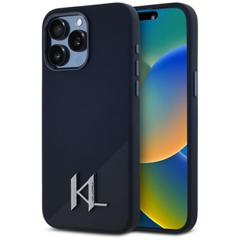Karl Lagerfeld Silicone Shadow Metal Initial MagSafe - Hülle für iPhone 15 Pro Max (schwarz)