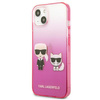 Karl Lagerfeld Gradient Ikonik Karl & Choupette - pouzdro pro iPhone 13 mini (Růžový)