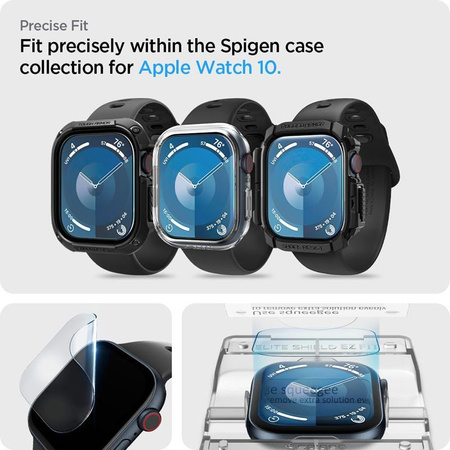 Spigen Elite Shield EZ Fit 2-Pack - Hybrid Glass for Apple Watch 10 42 mm (Transparent)