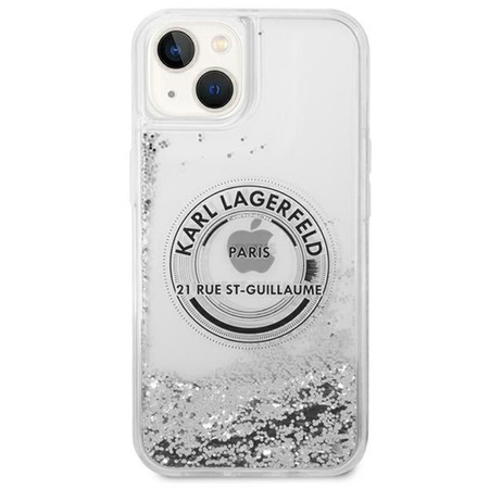 Karl Lagerfeld Liquid Glitter Round RSG Logo Case - iPhone 14 Plus Case (silver)