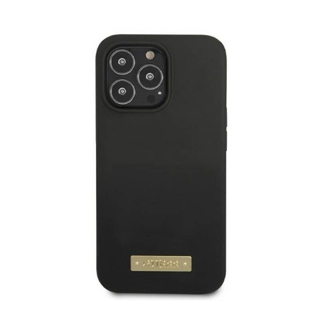 Guess Silikonová destička s logem MagSafe - pouzdro pro iPhone 13 Pro Max (černé)