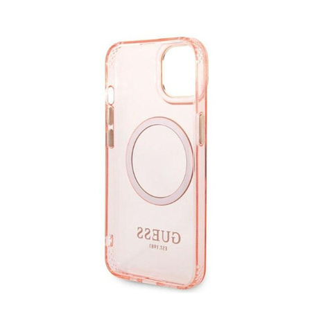 Guess Gold Outline Translucent MagSafe - iPhone 14 Plus Case (pink)