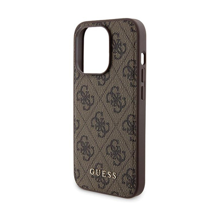 Guess Bundle Pack MagSafe 4G Metal Gold Logo - Etui + Power Bank 5000mAh MagSafe iPhone 15 Pro (marron)