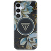 Guess Glitter Flowers Triangle Buttons MagSafe - Case for Samsung Galaxy S25 (black)