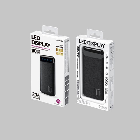 WEKOME WP-161 - Power banka 10000 mAh Super nabíjení 2xUSB-A LED (černá)