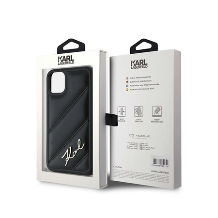 Karl Lagerfeld Diagonal Quilted Script - Étui pour iPhone 11 (noir)