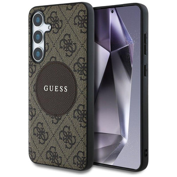 Guess 4G Round Patch Classic Logo MagSafe - Pouzdro pro Samsung Galaxy S25 (hnědý)