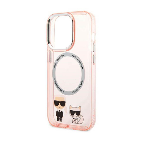 Karl Lagerfeld Karl&Choupette Aluminium MagSafe - Hülle für iPhone 14 Pro (Pink)