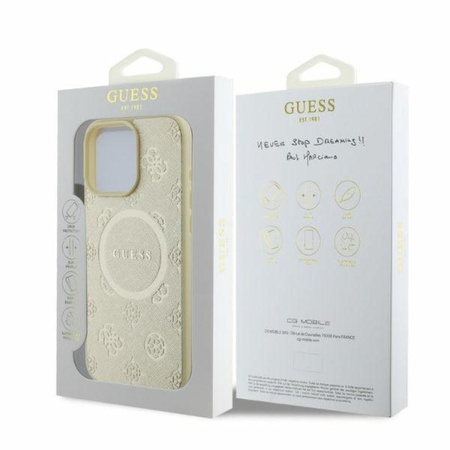 Guess Saffiano Peony Classic Logo MagSafe - Case for iPhone 16 Pro (gold)
