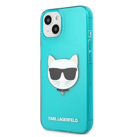 Karl Lagerfeld Choupette Head - pouzdro pro iPhone 13 (fluo modrá)