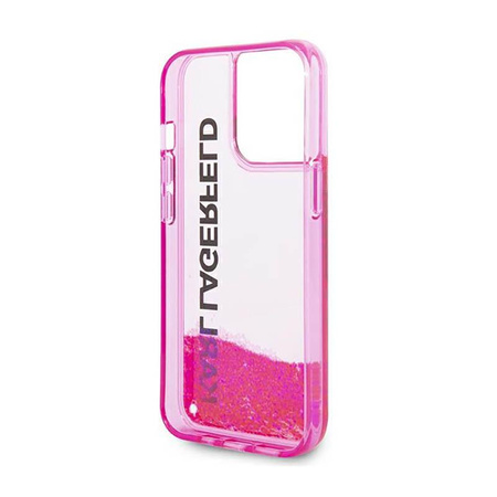 Karl Lagerfeld Liquid Glitter Translucent Elongated Logo Case - Hülle für iPhone 14 Pro Max (Pink)