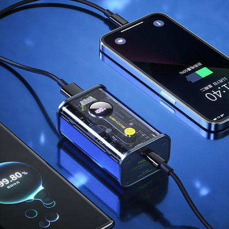 WEKOME WP-333 Vanguard Series - Powerbank 10000 mAh Super Charging PD 20W + QC 22.5W (Schwarz / Transparent)