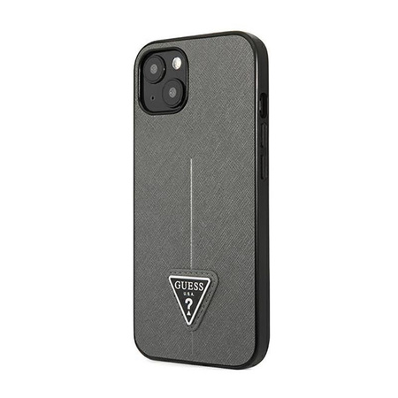 Guess Saffiano Triangle Logo Case - Coque iPhone 14 (argent)