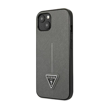 Guess Saffiano háromszög logós tok - iPhone 14 tok (ezüst)