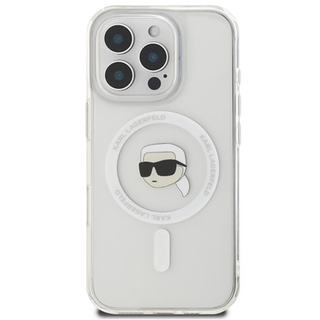 Karl Lagerfeld IML Metal Karl Head MagSafe - Coque pour iPhone 16 Pro Max (blanc)