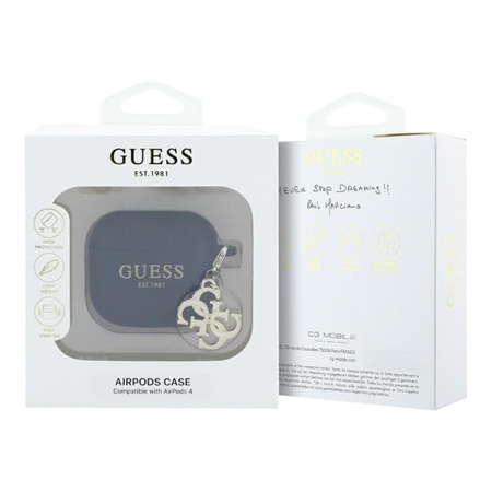 Guess Silicone 4G Charm - Étui AirPods 4 (noir)
