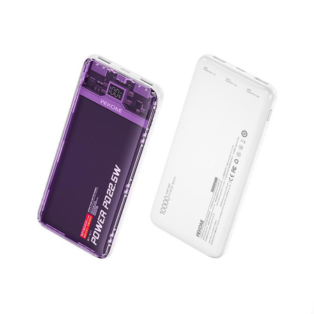 WEKOME WP-353 Vanguard Series - Power banka 10000 mAh PD 20W + QC 22,5W (fialová / průhledná)