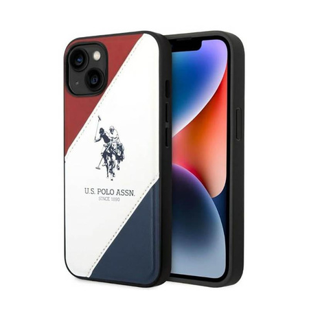 US Polo Assn Tricolor Embossed - iPhone 14 Plus Tasche (weiß)