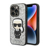 Karl Lagerfeld Glitter Flakes Ikonik - pouzdro pro iPhone 14 Pro (stříbrné)