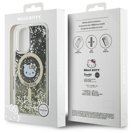 Hello Kitty Liquid Glitter Fever MagSafe - Hülle für iPhone 16 (schwarz/gold)