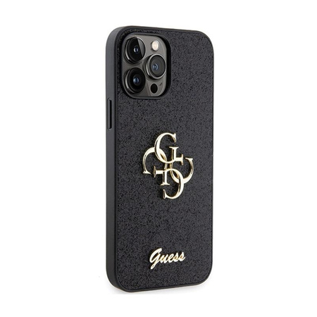 Pouzdro Guess Glitter Script Big 4G - iPhone 13 Pro Max (černé)