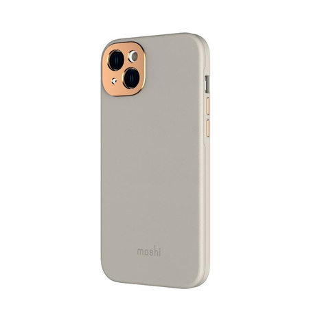 Moshi Napa Slim MagSafe - Étui en cuir pour iPhone 14 Plus (Serene Gray)