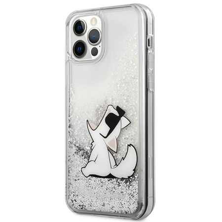 Karl Lagerfeld Liquid Glitter Choupette Fun - iPhone iPhone 12 / iPhone 12 Pro Case (silver)