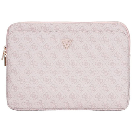 Pouzdro na notebook Guess 4G Zipper Pocket Triangle Logo Sleeve - 14" (růžové)