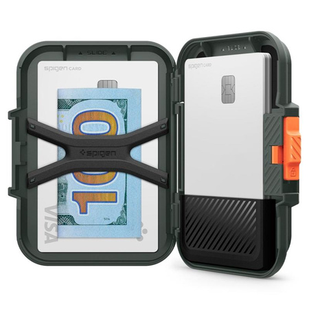 Spigen Lock Fit MagSafe - Portefeuille magnétique (vert militaire)