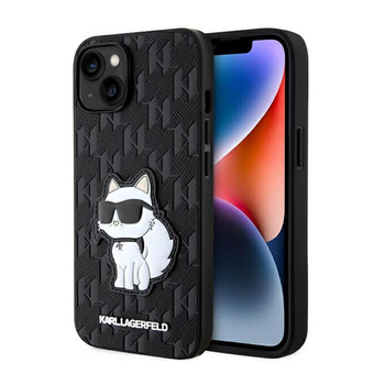 Karl Lagerfeld Saffiano Monogram NFT Choupette - pouzdro pro iPhone 14 Plus (černé)