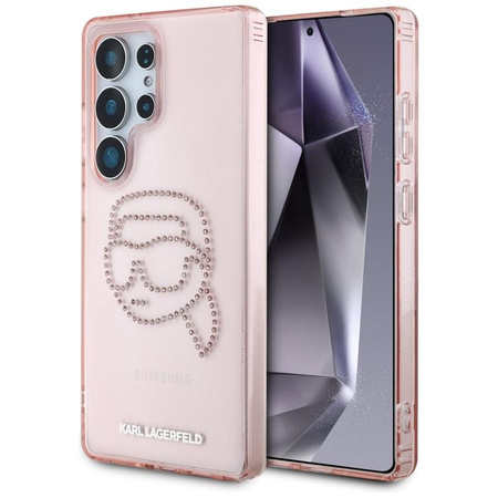Karl Lagerfeld Rhinestones Karl Head Logo - Étui Samsung Galaxy S25 Ultra (rose)