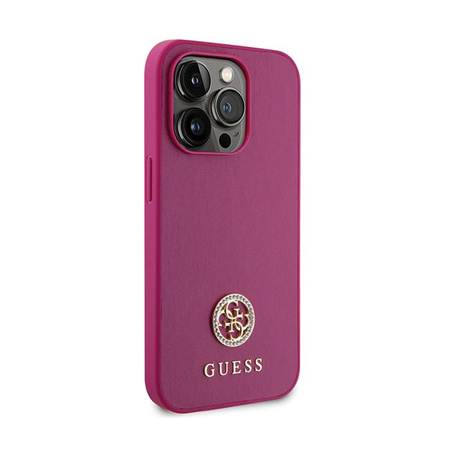 Guess 4G Strass Metal Logo - Etui iPhone 15 Pro (różowy)