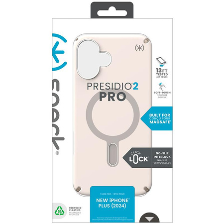 Speck Presidio2 Pro ClickLock & MagSafe - iPhone 16 Plus Tasche (Gebleichter Knochen / Erbstück Gold / Haselnussbraun)