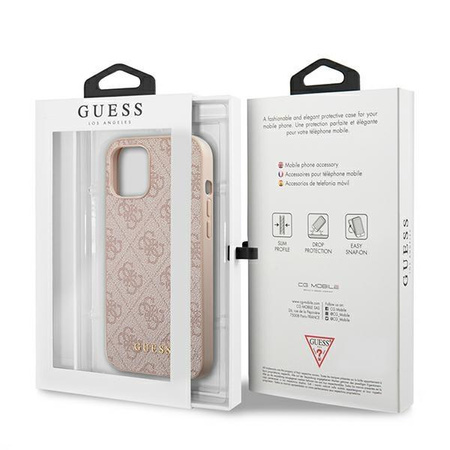 Guess 4G Metal Gold Logo – Etui iPhone 12 / iPhone 12 Pro (różowy)