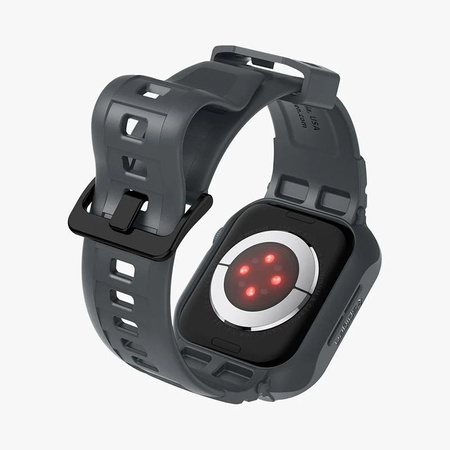 Spigen Rugged Armor Pro - Bracelet avec étui pour Apple Watch 4/5/6/7/8/9/SE 44/45 mm (Gris foncé)