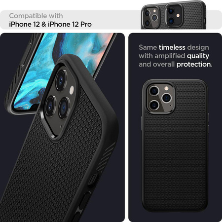 Spigen Liquid Air - tok iPhone 12 Pro / iPhone 12 készülékhez (fekete)