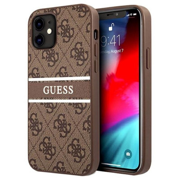 Guess 4G Printed Stripe - Coque pour iPhone 12 mini (marron)