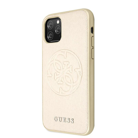 Guess Saffiano 4G Circle Logo - Coque iPhone 11 Pro (Or)