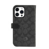 Pouzdro Coach Folio Signature C - pouzdro 2 v 1 s flipovým krytem pro iPhone 15 Pro (Charcoal)