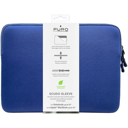 PURO Scudo Sleeve - obal na MacBook Pro 14" / Notebook 13" (tmavě modrý)